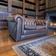 Vintage chocolate brown leather Chesterfield armchair/sofa