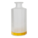 Vintage milky glass vase with yellow base, twelve-faced silhouette, Italian Bormioli, 1980s