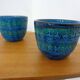 Italian Rimini Blue Ceramic Cachepots by Aldo Londi for Bitossi, 1960s, Set of 2