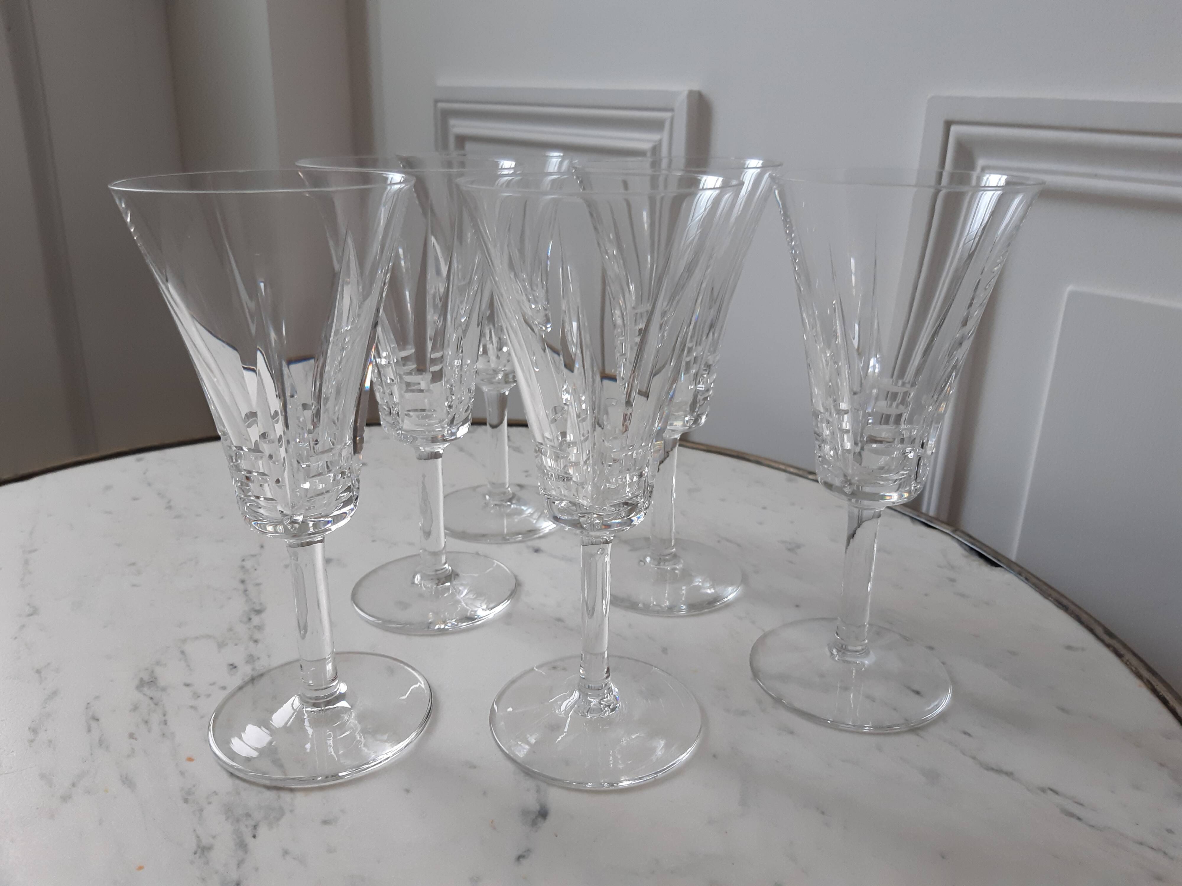 Set of 6 crystal champagne flutes