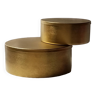 Ensemble de 2 - boîtes rondes de rangement en acier inoxydable fini doré