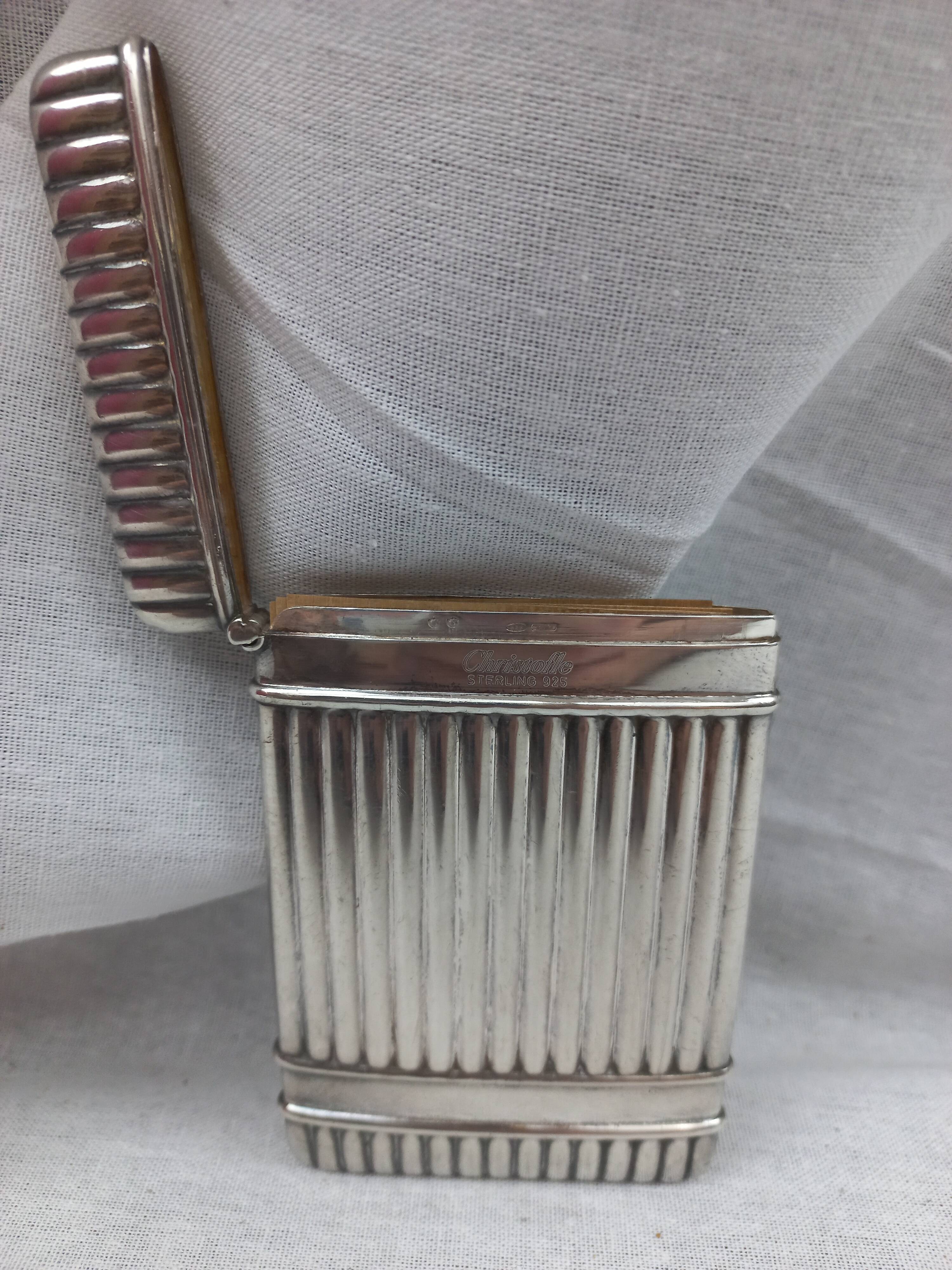 Christofle business card holder cigarette leaf case 925 sterling silver new