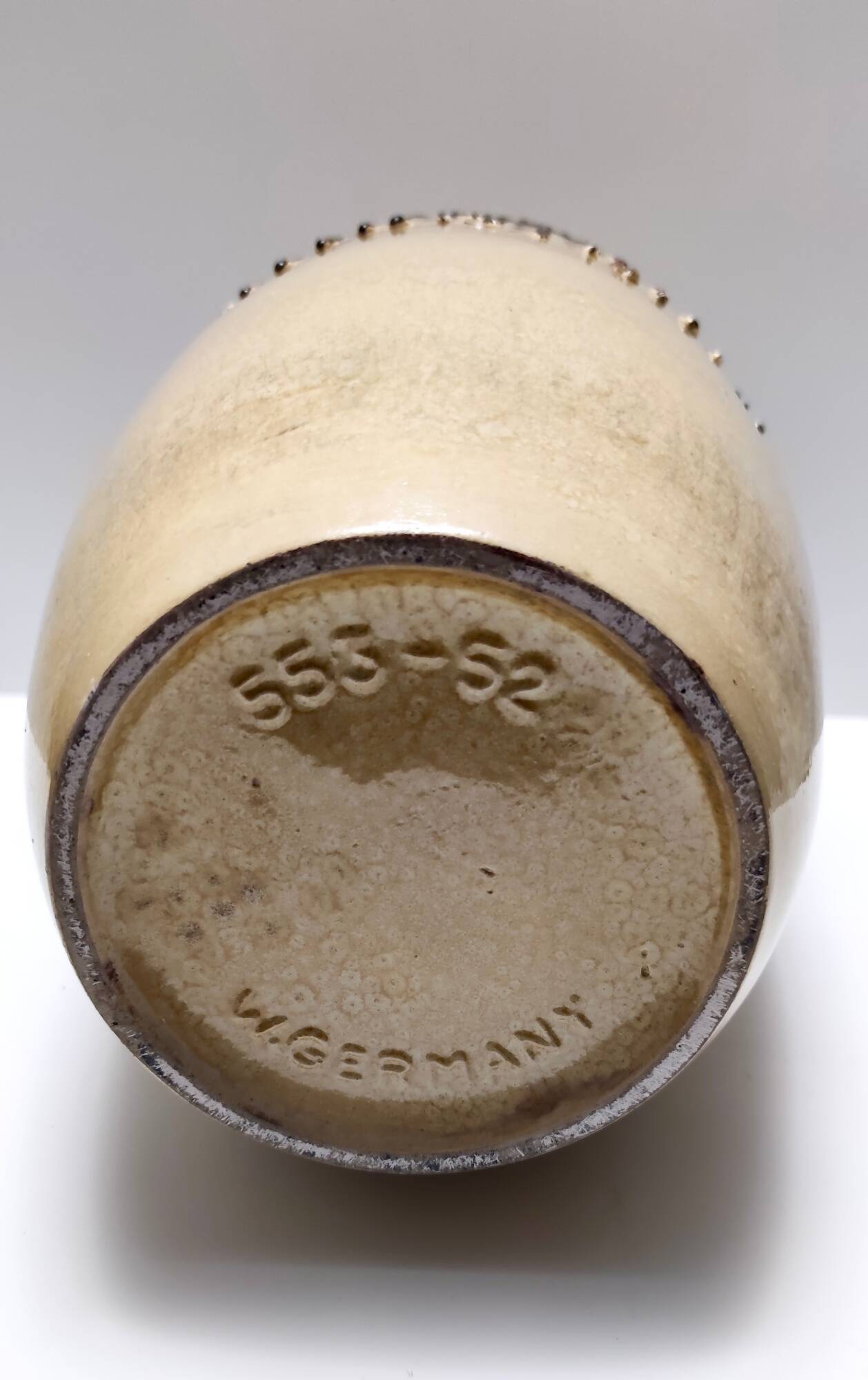 Handmade Beige and Black Glazed Ceramic Vase, Germany