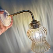 Vintage tulip angled wall light in amber glass