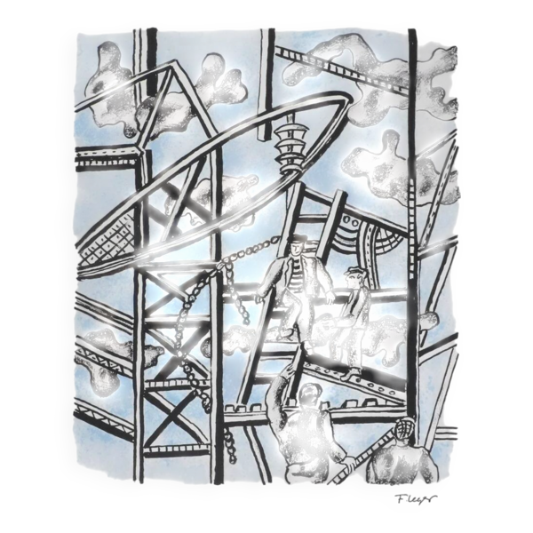 Fernand leger : les constructeurs (bleu), lithographie signée