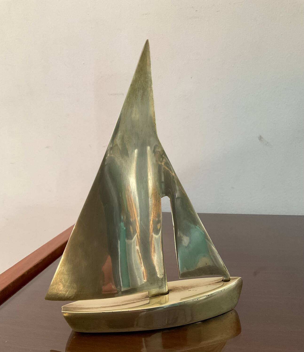 Vintage brass sailboat paperweight