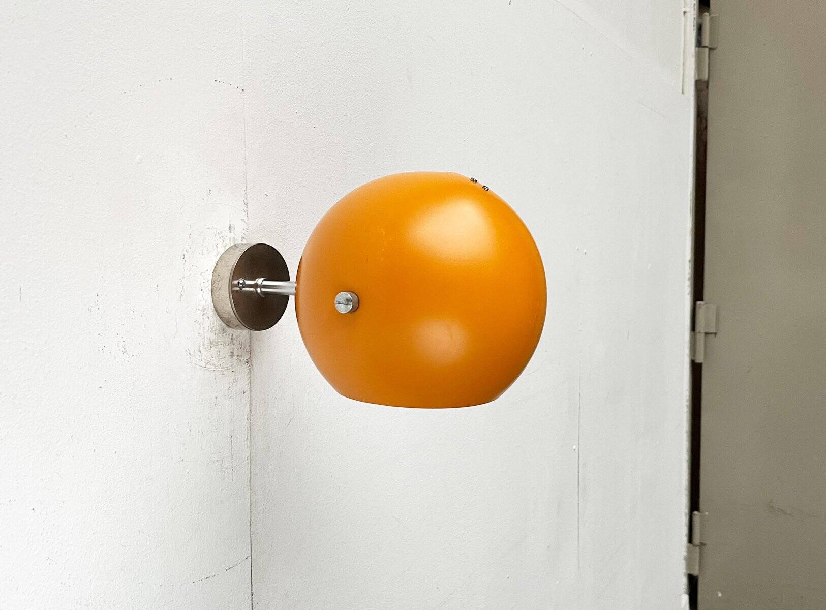 Mid-century Danish space age yellow ball wall lamps by Louis Poulsen, 1960s, set of 3.