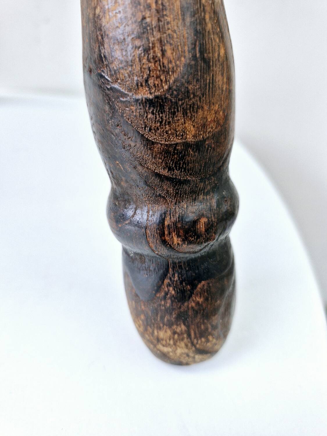 Rare Old Tripod Milking Stool Carved Solid Wood Popular Art