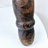 Rare Tabouret De Traite Ancien Tripode Bois Massif Sculpté Art Populaire