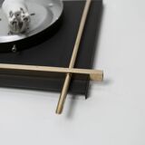 1960 wall light, black metal glass and gold brass rods