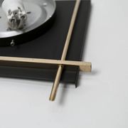 1960 wall light, black metal glass and gold brass rods