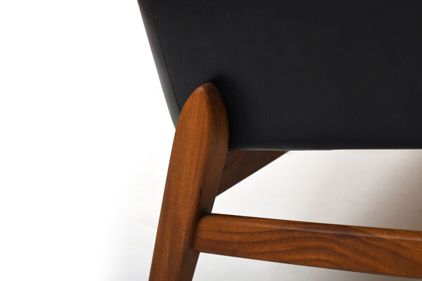 Canapé en cuir et teck des années 1950 par Ib Kofod-Larsen