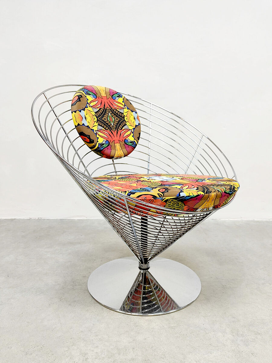 Vintage wire cone easy chair Fritz Hansen Verner Panton