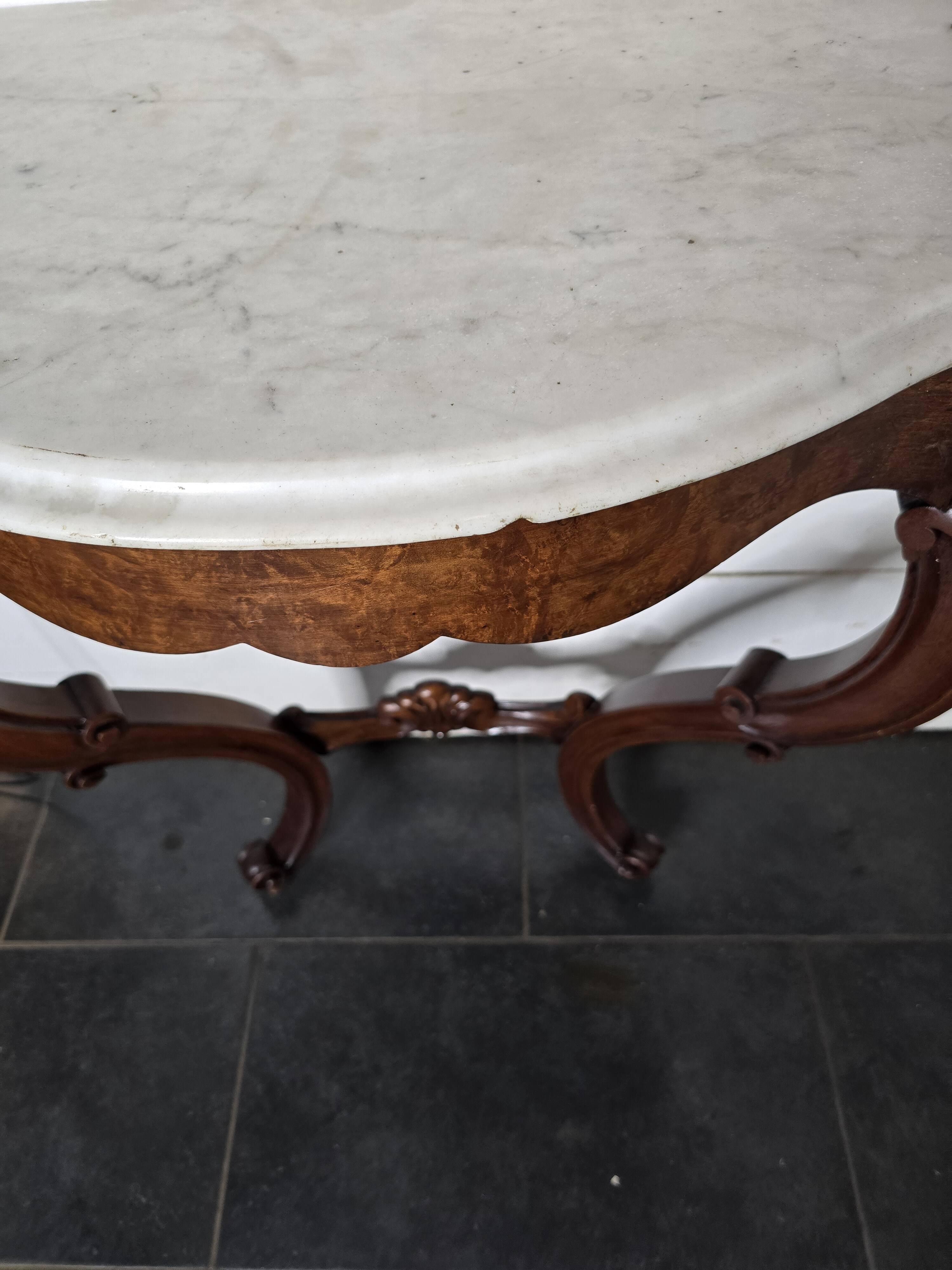 Antique Louis XV style curved console in walnut