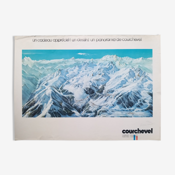 Vintage panorama/ski poster/Poster of Courchevel by Pierre Novat - 1976