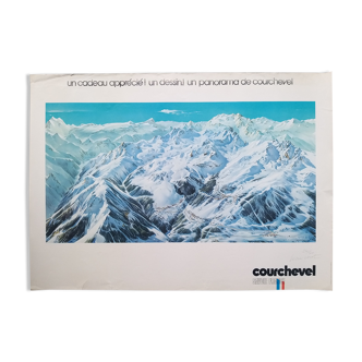 Vintage panorama/ski poster/Poster of Courchevel by Pierre Novat - 1976