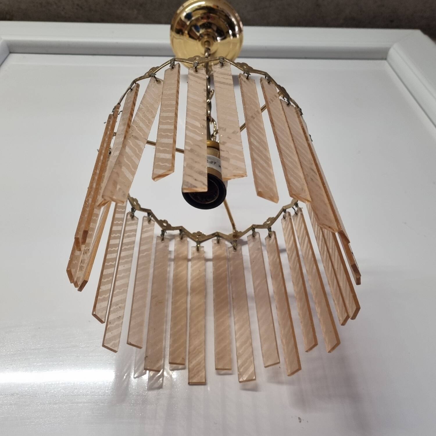Suspension with pink glass pendants, 1980s