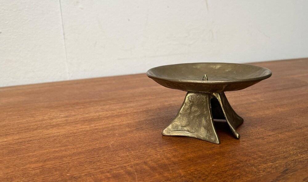 Brutalist bronze candlestick from the mid-century, 1960s.