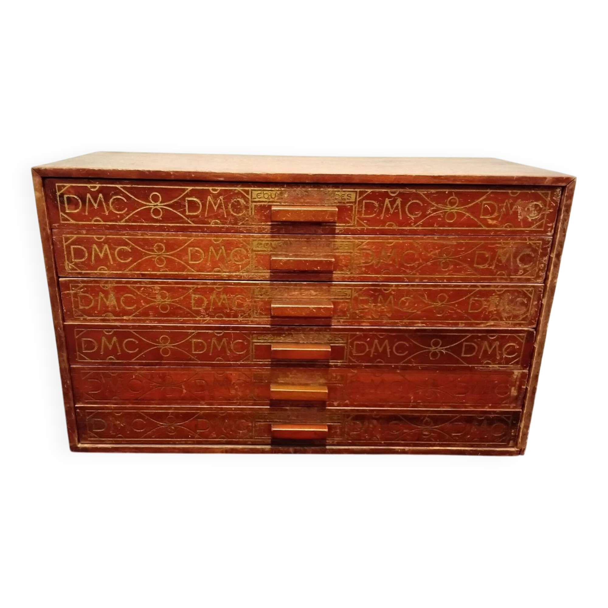 Coffret/ petite commode de mercerie vintage de la marque DMC