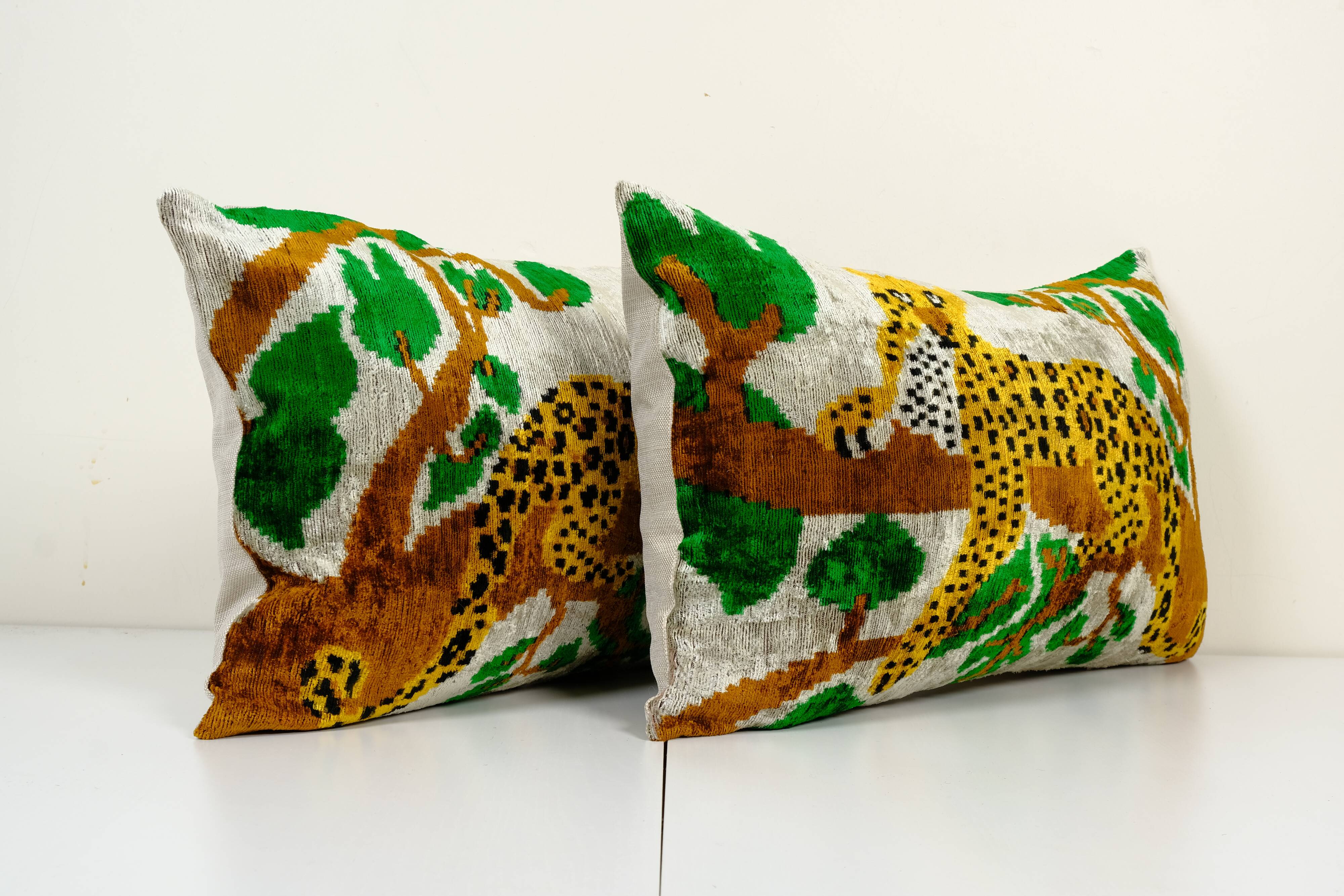 Set of two ikat velvet pillow covers