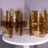 Orange glass lamps, six bulbs each