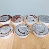 Plafonnier industriel Holophane en verre opaline blanc et transparent (7 disponibles)