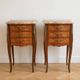Pair of Louis XV style bedside tables in marquetry and marble.