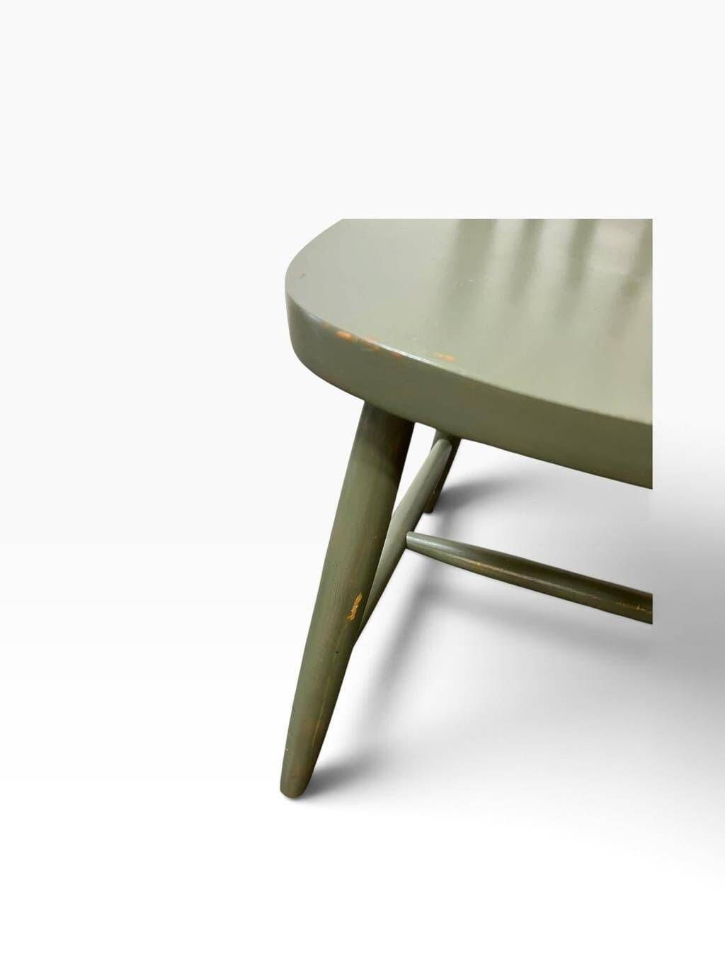 Set of 2 vintage olive green spindle dining chairs