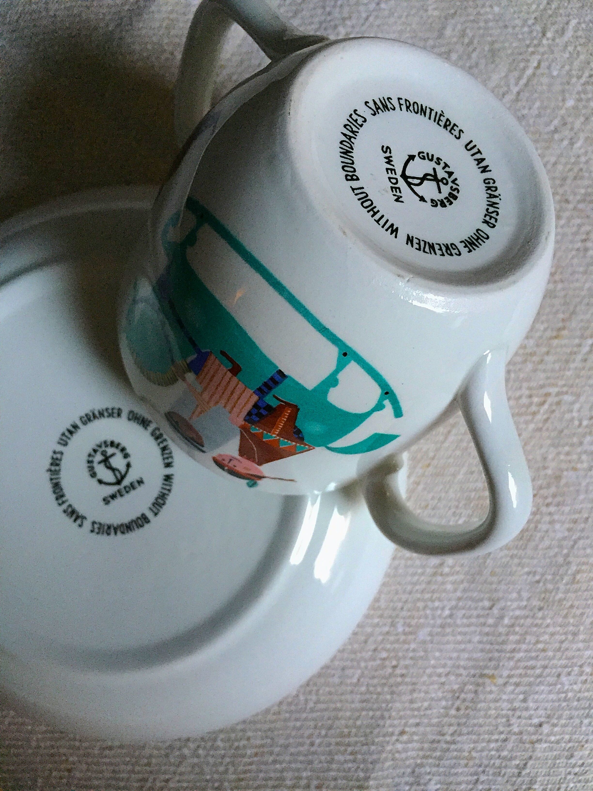 Children's dishes or birth gift Plate and bowl Utan gränser gustavsberg vintage design scan