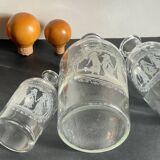 BOTTLES Engraved Glass and VINTAGE Wood