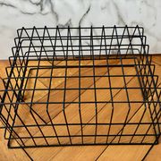 Metal basket with rectangular handle