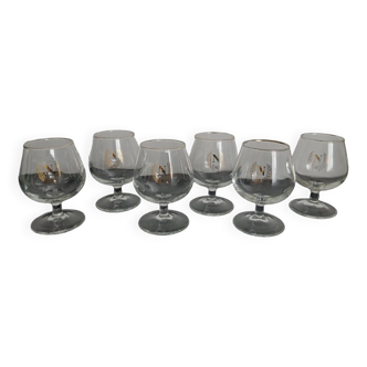 Set of 6 Napoleon cognac glasses