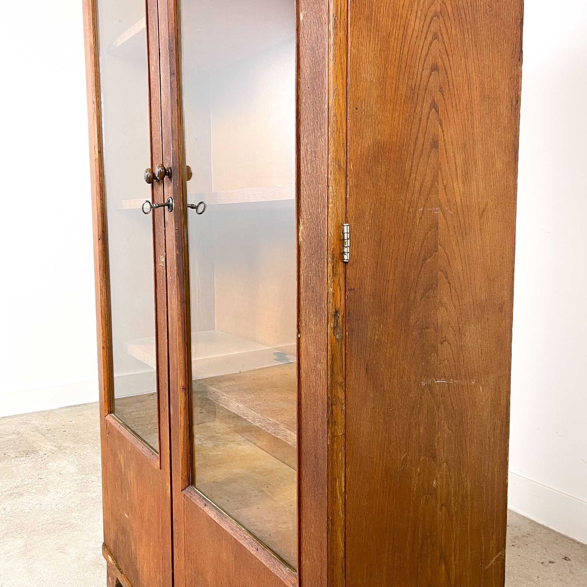 Vitrine de laboratoire scolaire en bois vintage