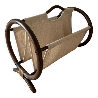 Vintage rattan magazine holder
