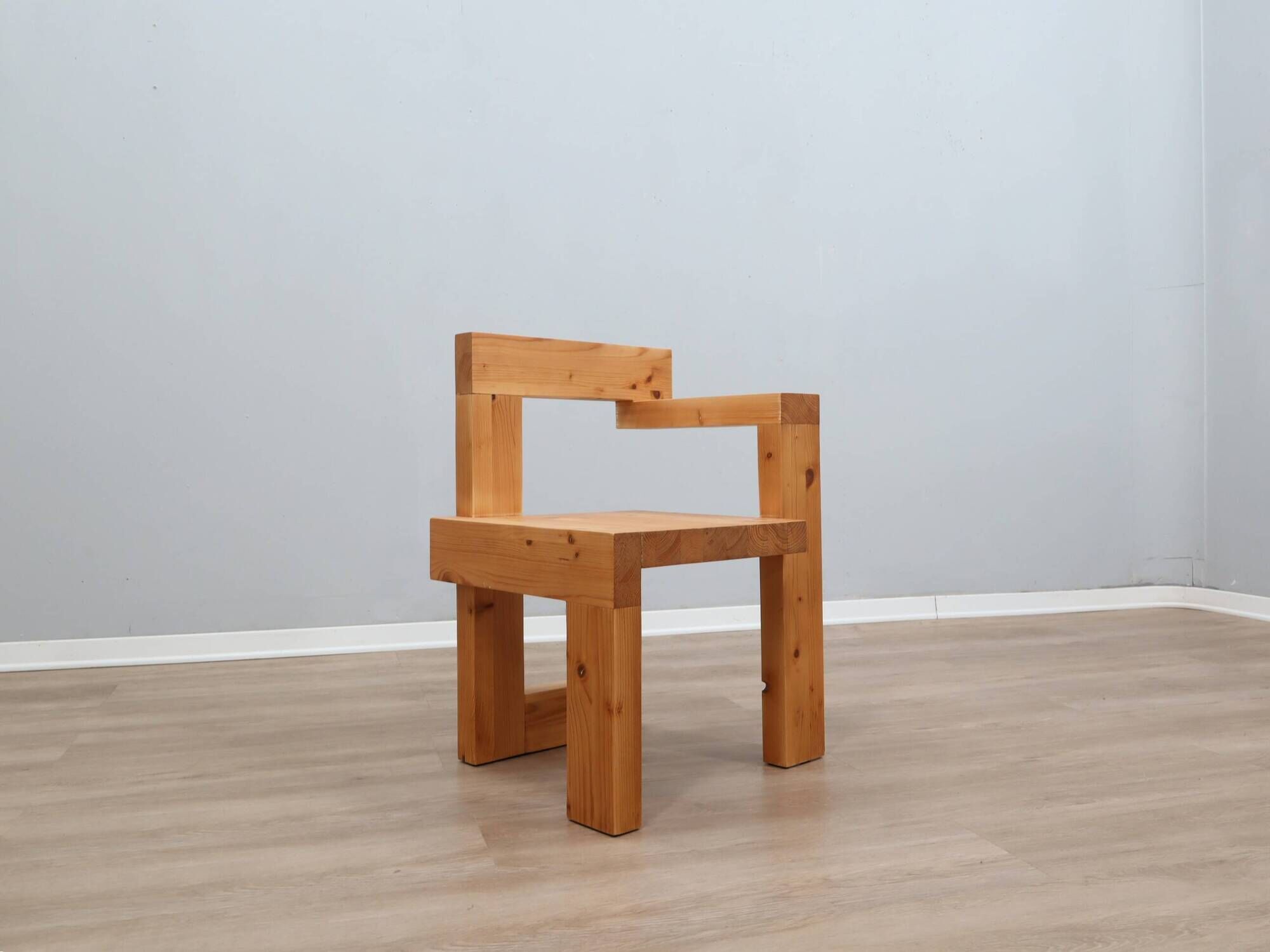 1980s Steltman Chair larch wood by Gerrit Rietveld