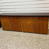 Modernist Sideboard in Radica and Gilded Metal, 1970s