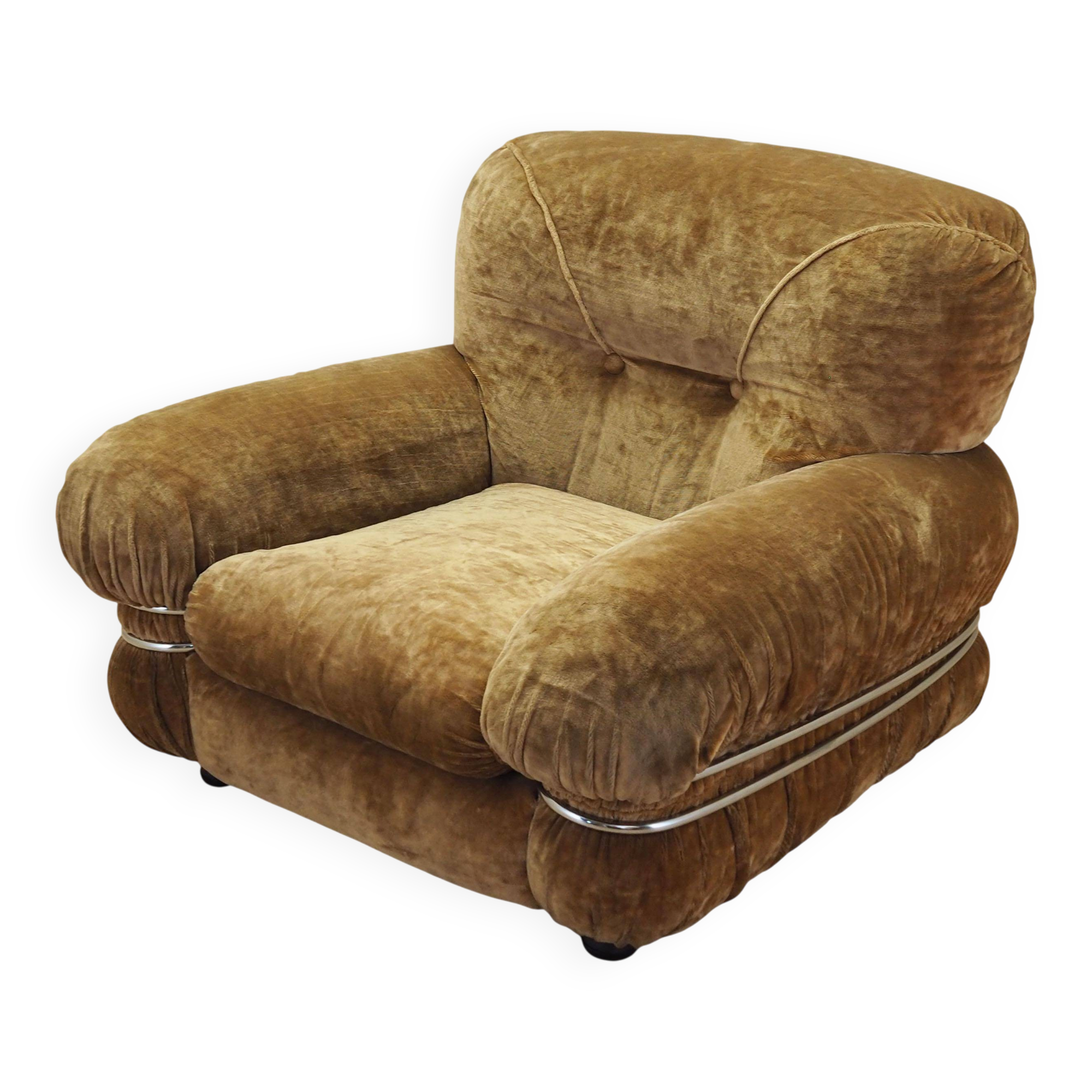 Velour armchair, Italian design, 1970s, production: Italy