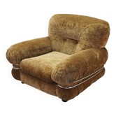 Fauteuil en velours, design italien, années 1970, production : Italie
