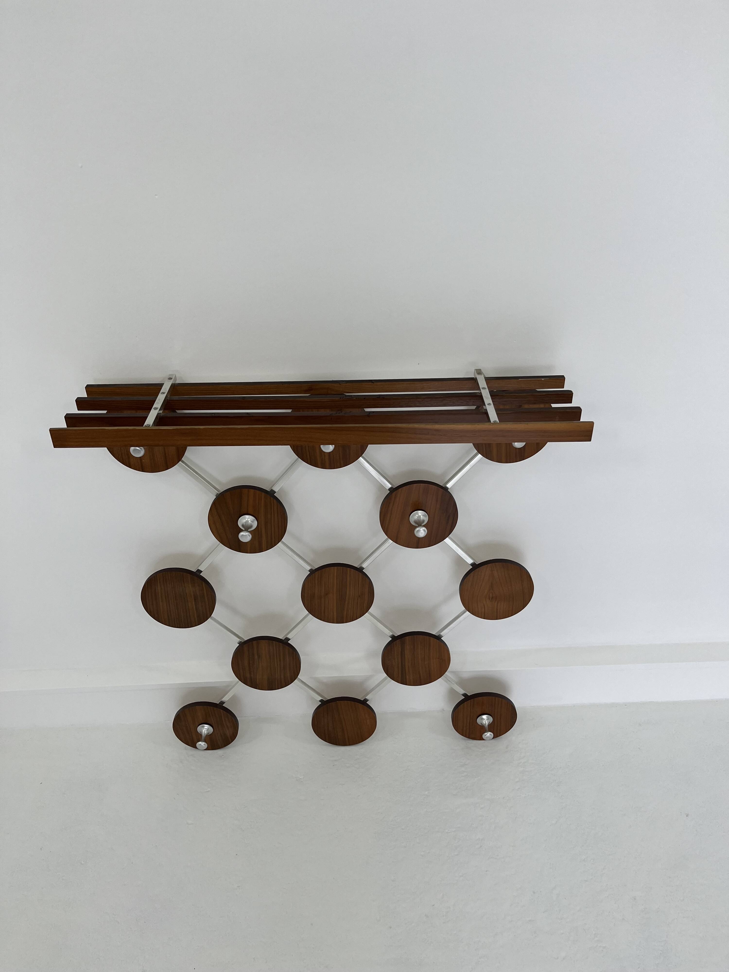 Vintage Scandinavianteak and Metal Coat Rack, 1960s