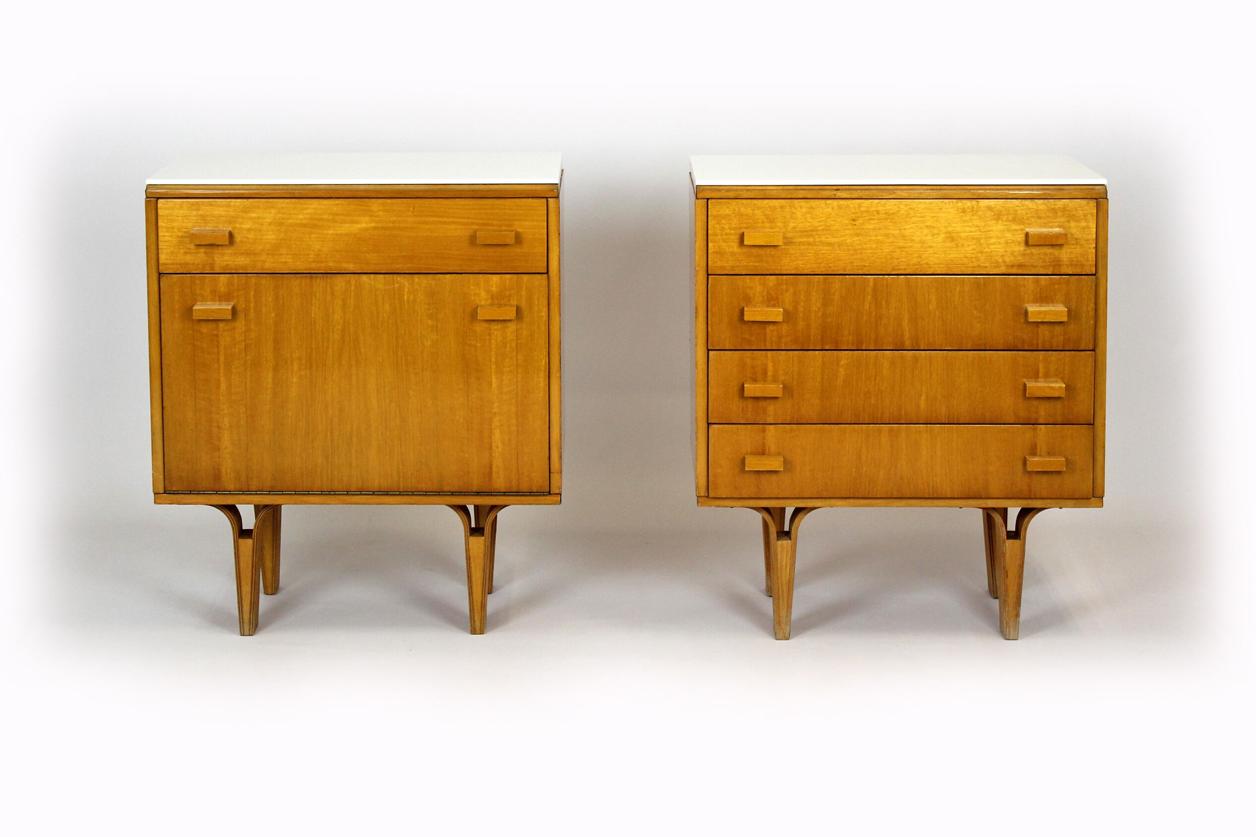 Vintage Nightstands with White Glass Tops, 1970s, Set of 2