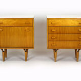 Vintage Nightstands with White Glass Tops, 1970s, Set of 2