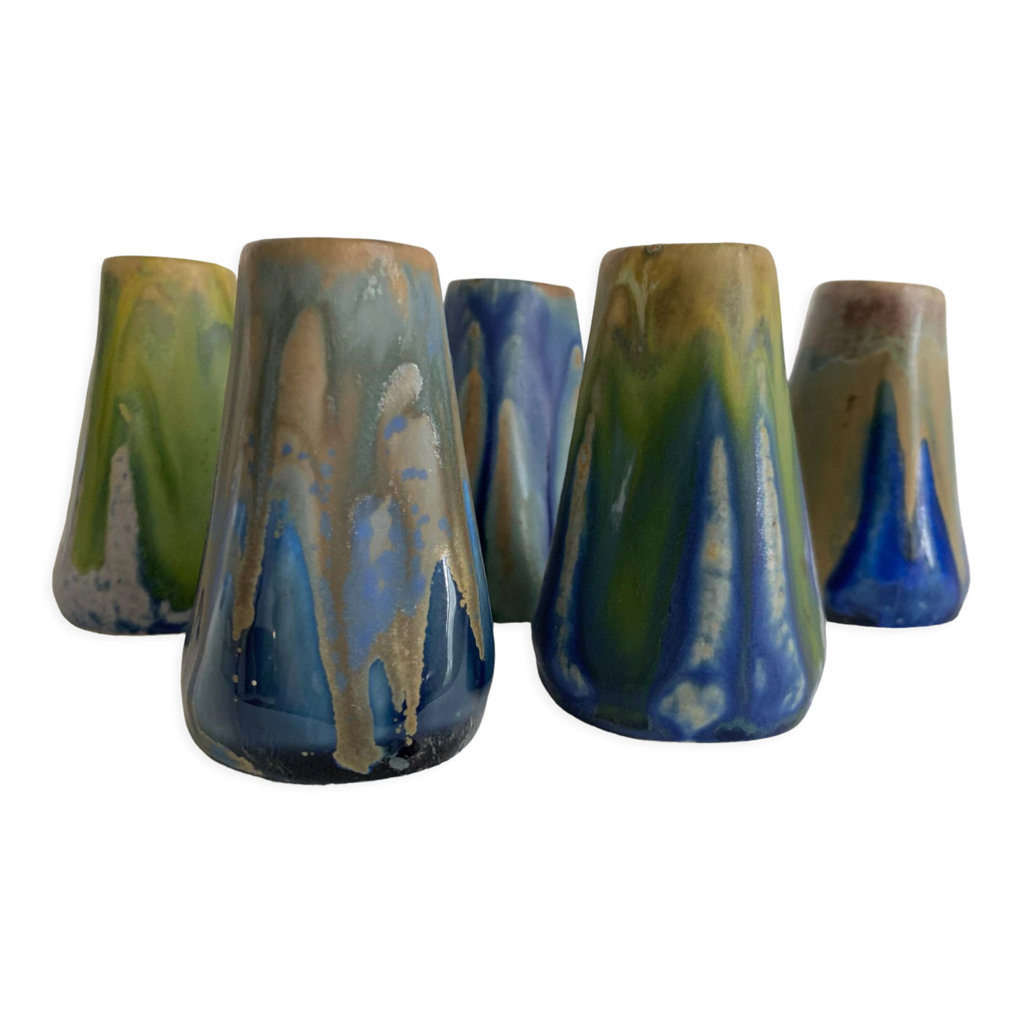 5 glazed ceramic vases 1930