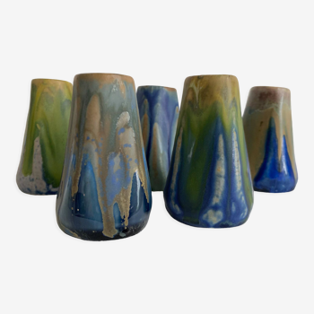 5 glazed ceramic vases 1930