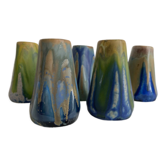 5 glazed ceramic vases 1930