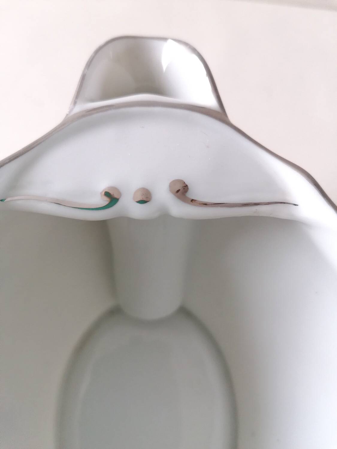 Limoges Maigre Gras porcelain sauce boat with silver decoration
