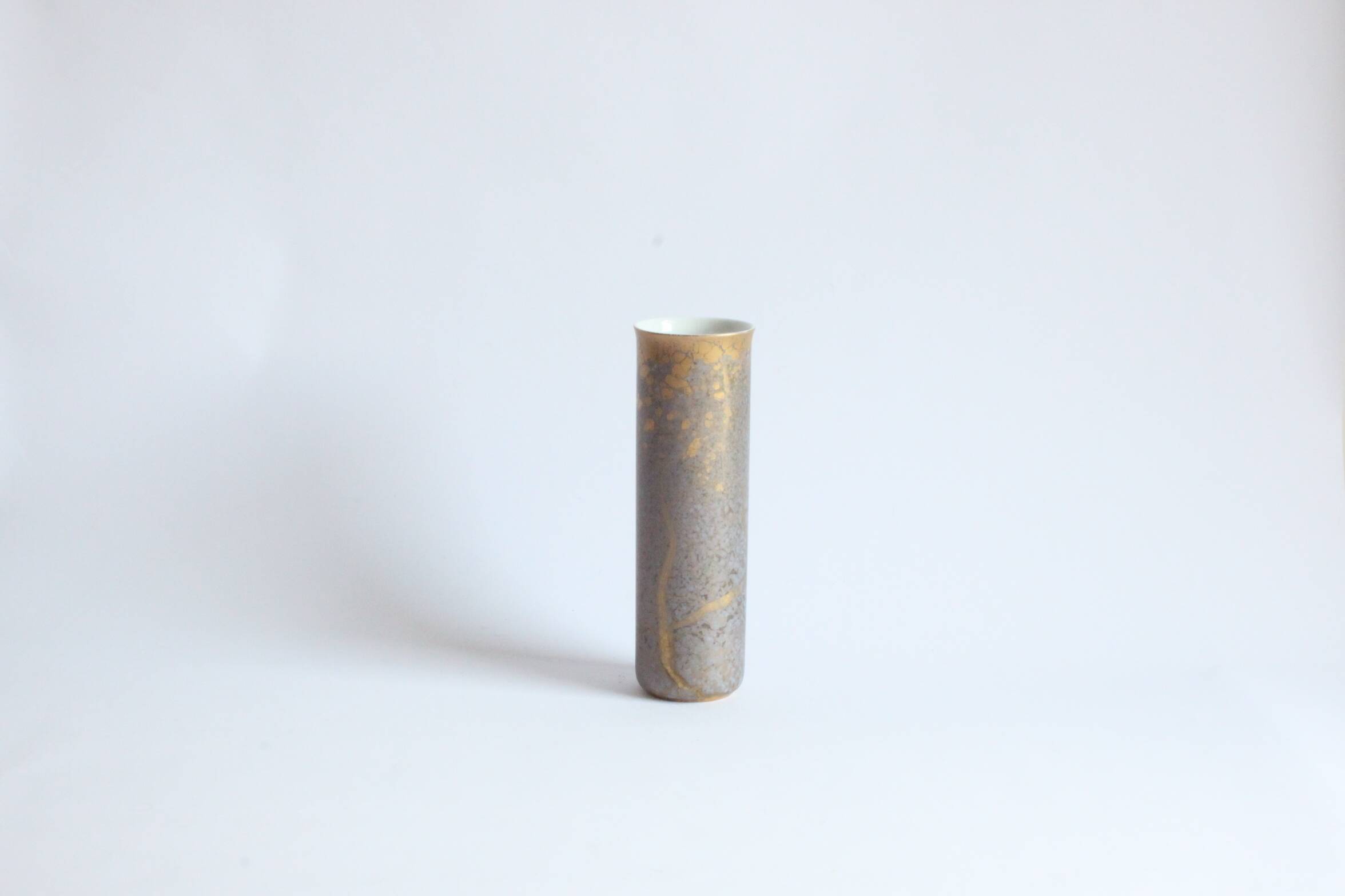 Vase cylindre doré par H.Drexler pour Rosenthal, 1970