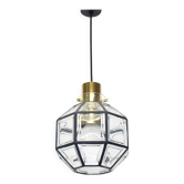 Iron and clear glass pendant by Limburg, Germany, 1960s