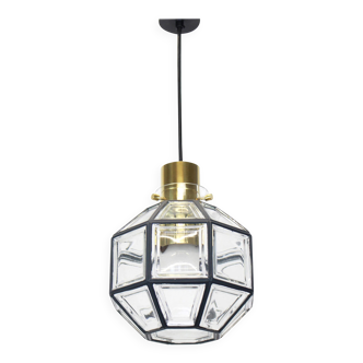 Iron and clear glass pendant by Limburg, Germany, 1960s