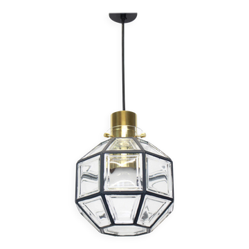 Iron and clear glass pendant by Limburg, Germany, 1960s