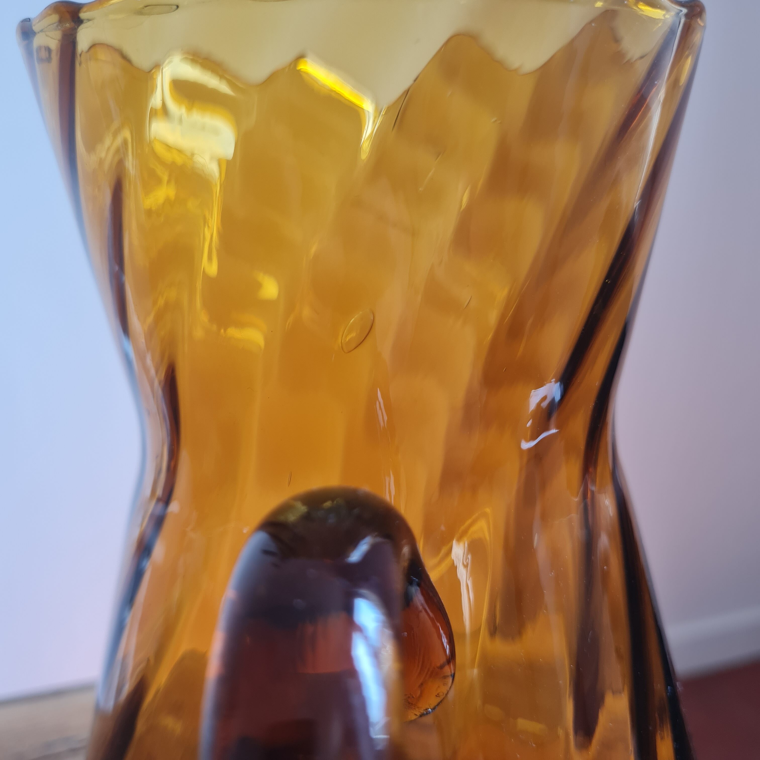 Amber blown glass decanter